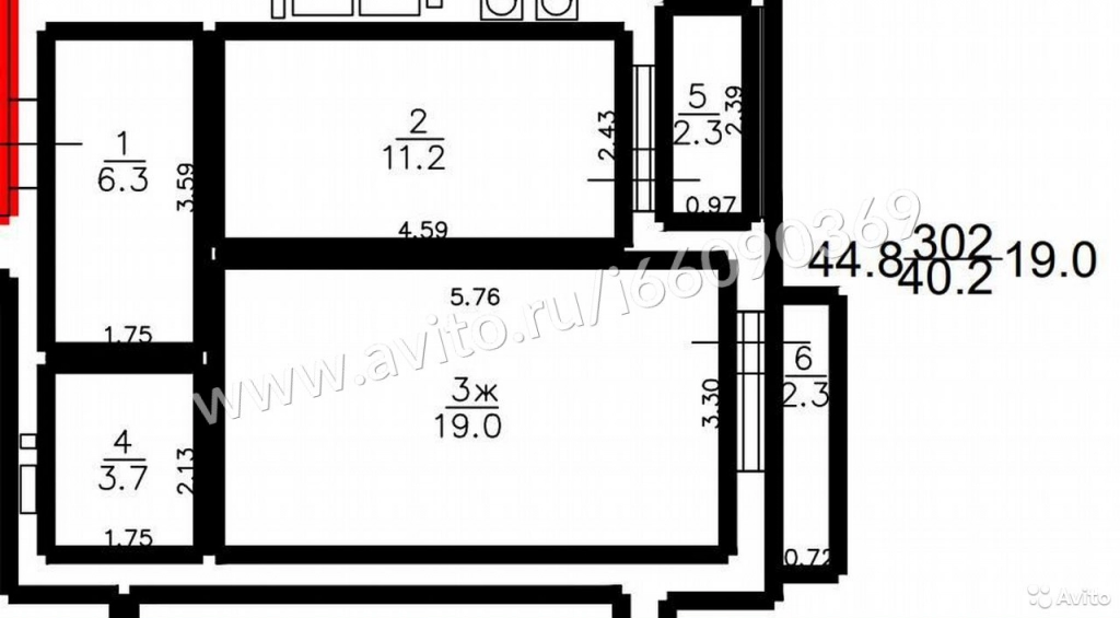1-к квартира, 44.8 м?, 8/8 эт.