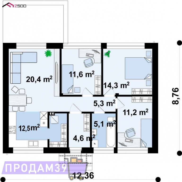 Дом 85 м² на участке 6 сот., Поселений (ИЖС)