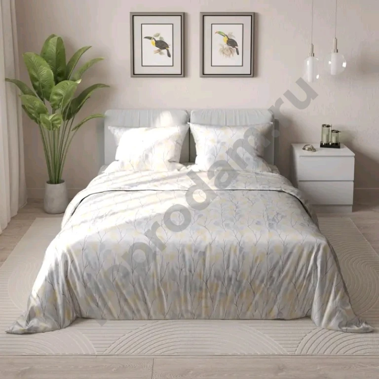 2х спальный комплект с евро простынью из сатина люкс 100% хлопок