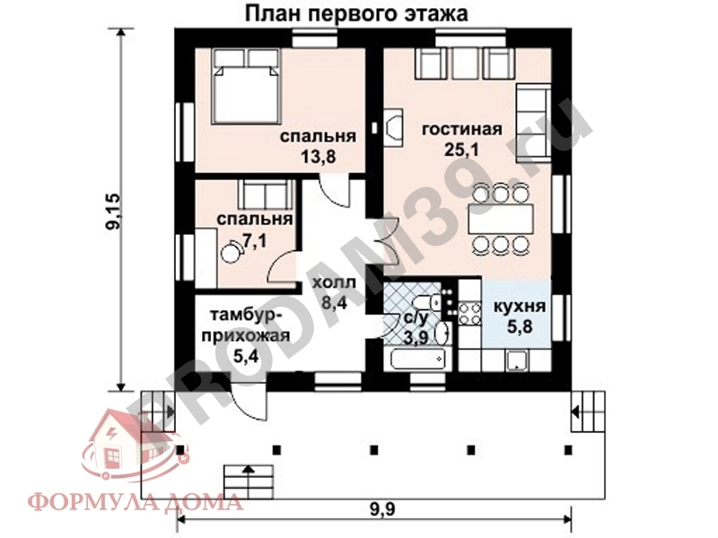 Дом, 69.5 м², Поселений (ИЖС), 6 сот