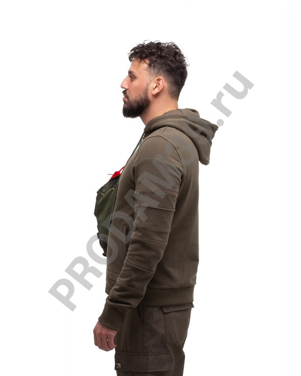 Худи с молнией хаки