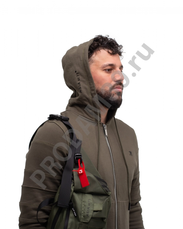 Худи с молнией хаки