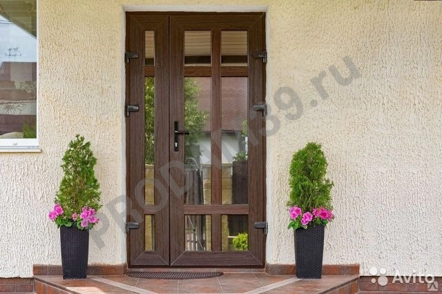 Дверь входная пвх в цвете/стекло зеркало 1250*2090