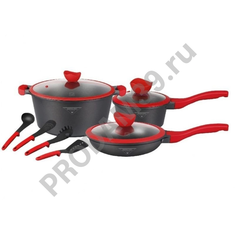 Набор посуды MercuryHaus MC-6366 (2) с покрытием под мрамор 10 предметов 6,8/2,7/1,6 л