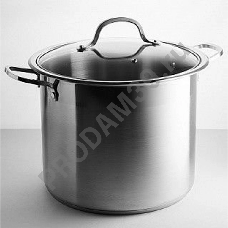 Кастрюля WEBBER BE-128-15L из нержавеющей стали 15 литров, со стеклянной крышкой, 28*23см