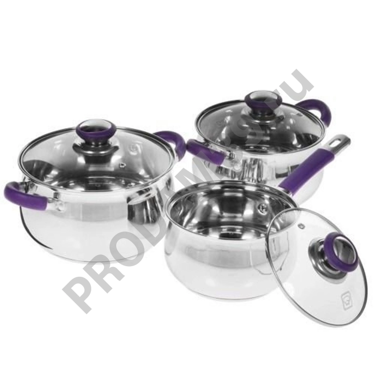 Набор посуды MercuryHaus MC-7026 6 пр. серебристый/фиолетовый