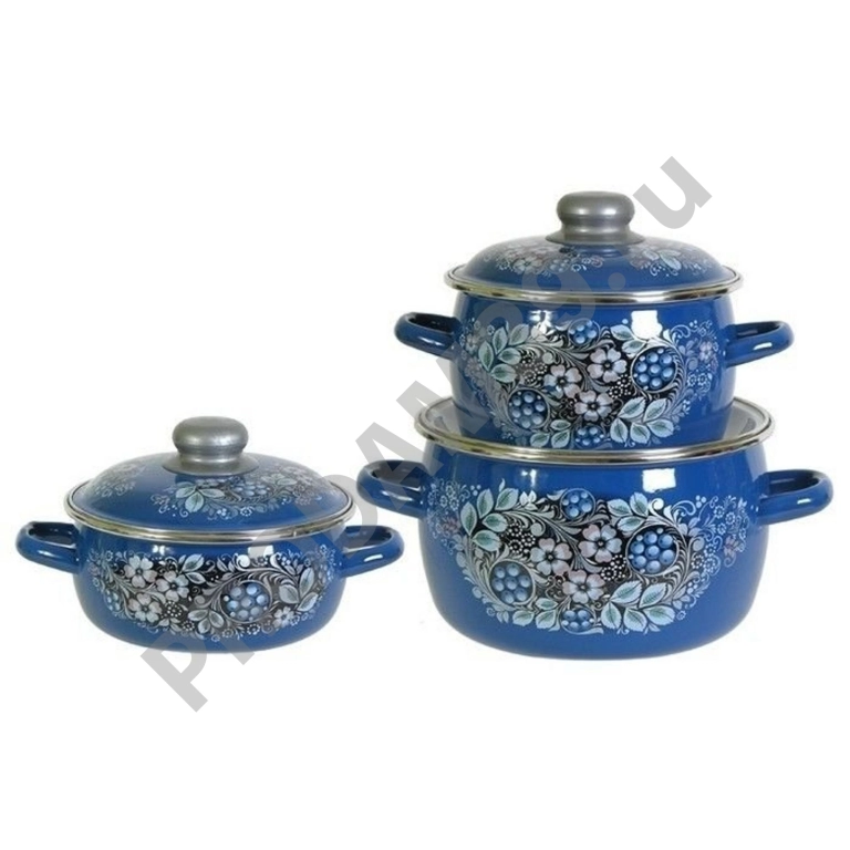 Набор кастрюль СтальЭмаль 8KA071M 6 пр. Вологодский сувенир