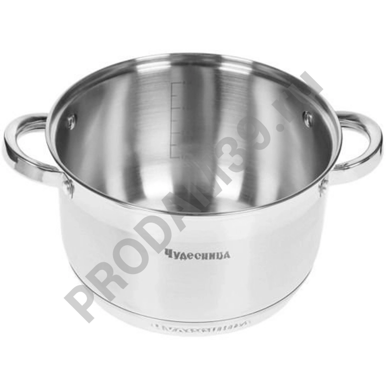 Набор посуды ЧУДЕСНИЦА НП-3105 нерж кастрюли-3,9/5,1/6,5литра 5-слойное дно толщина стено