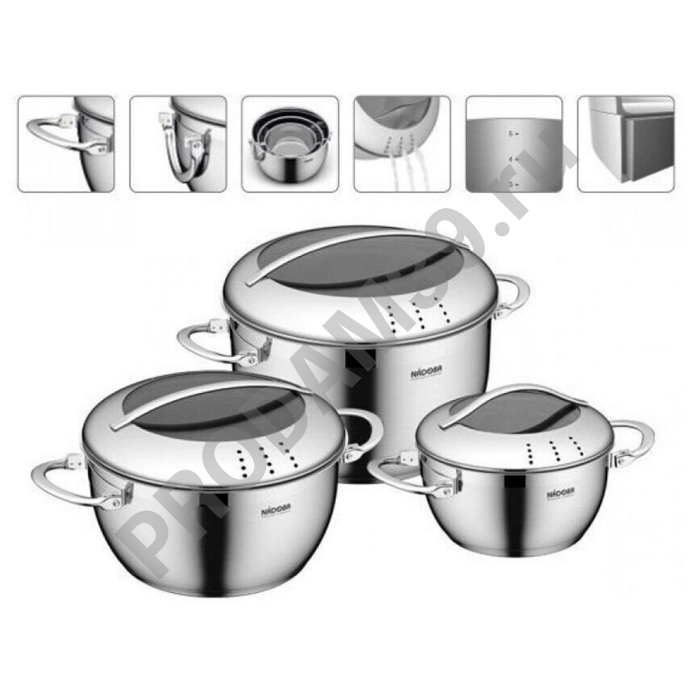 Набор кастрюль Nadoba Maruska 726618 6 пр. стальной