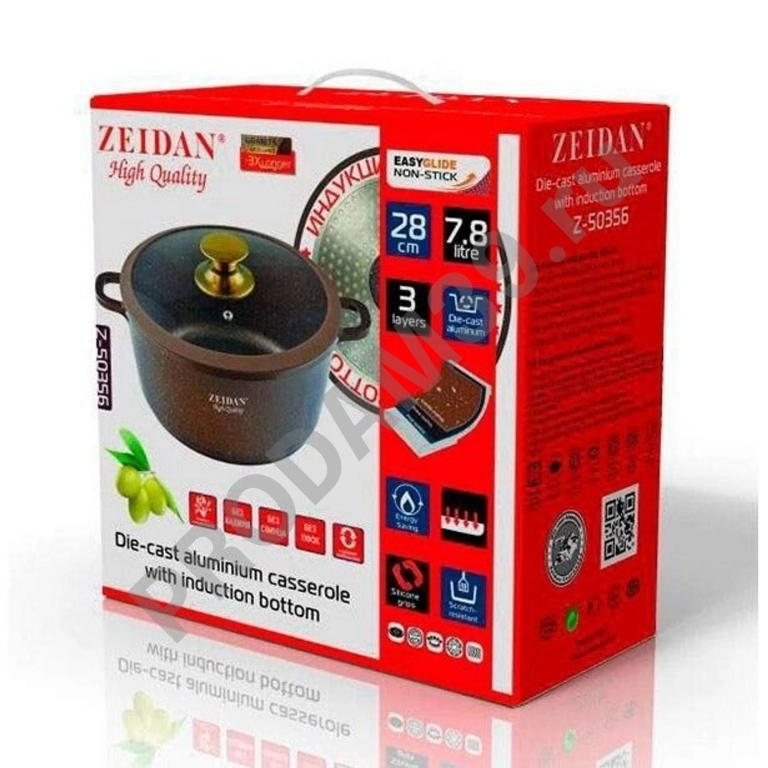 Кастрюля Zeidan Z-50356 обьем 7,8л каменное покрытие GRANITE