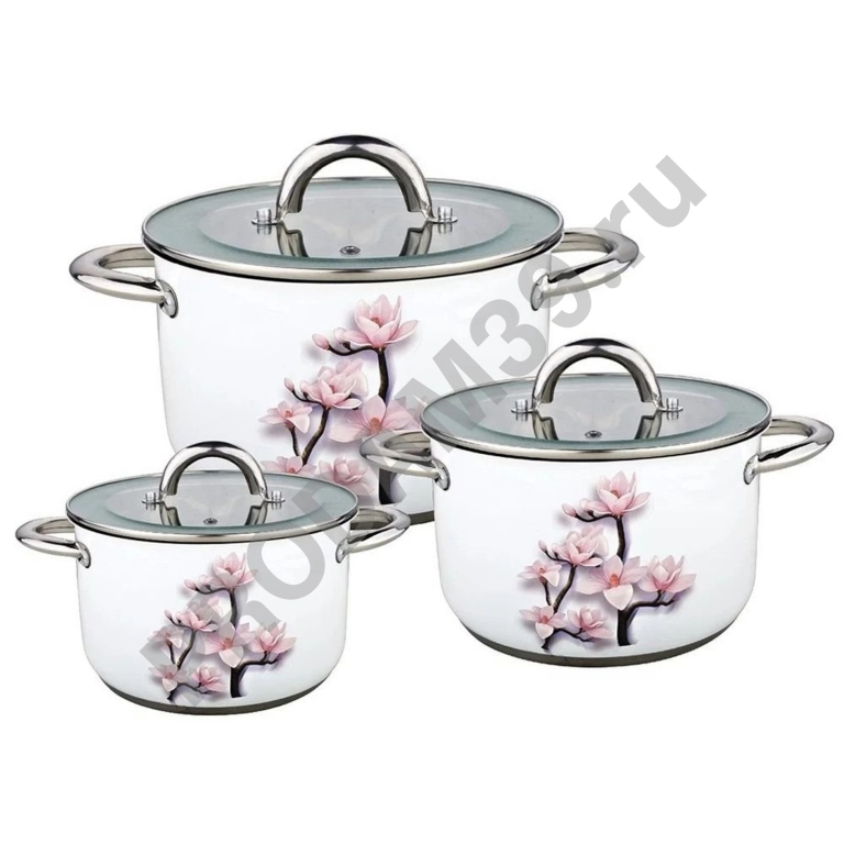 Набор посуды Zeidan Z-50629 6пр 2,1л 3,0л 4,0л нерж с 3D рисунком(4)