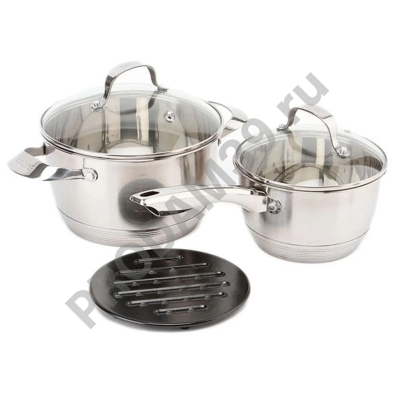 Набор посуды Calve CL-1873 5 пред.Кастрюля5,2л.сотейник 1,9л. с крышк.подставка (6)