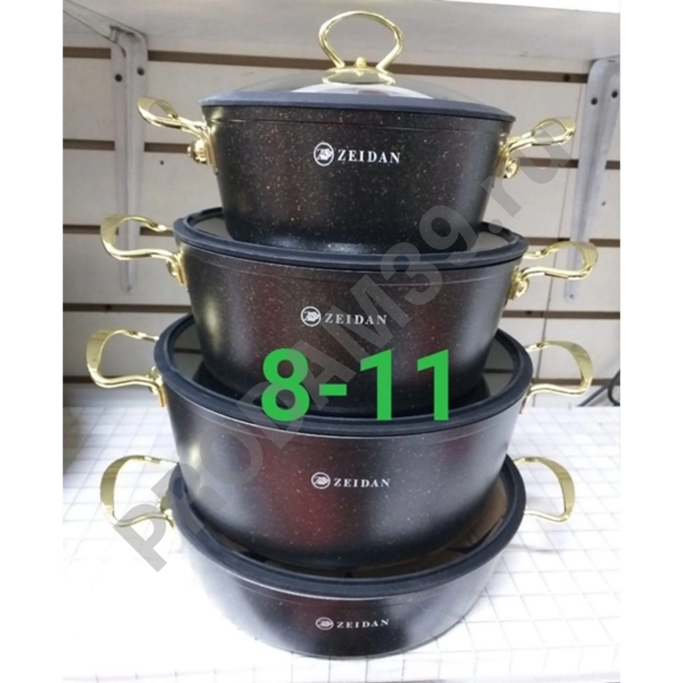 Набор посуды Zeidan Z-50812 8пр 3,0л 4,5л 7,8л жаровня 4,8л 28см покрытие GRANITE PFLUON