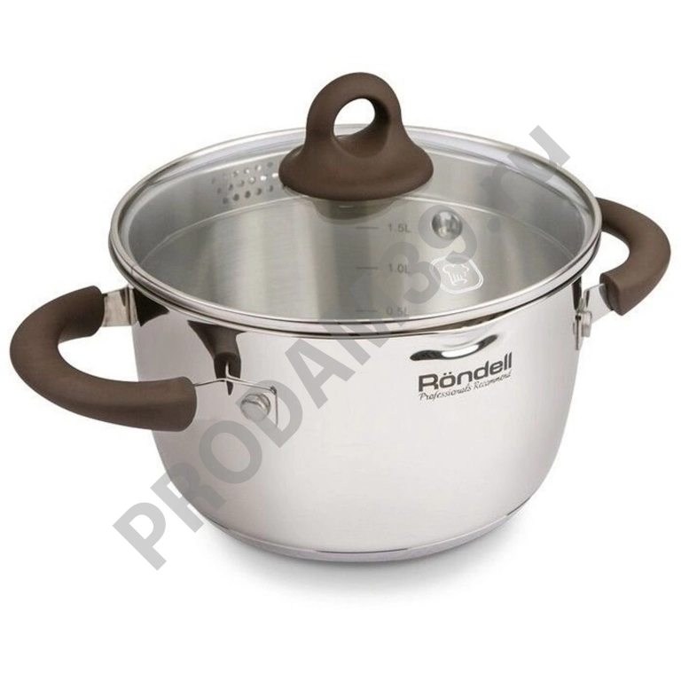 Кастрюля Rondell Aristokrat, 2.3 л, стальной/коричневый
