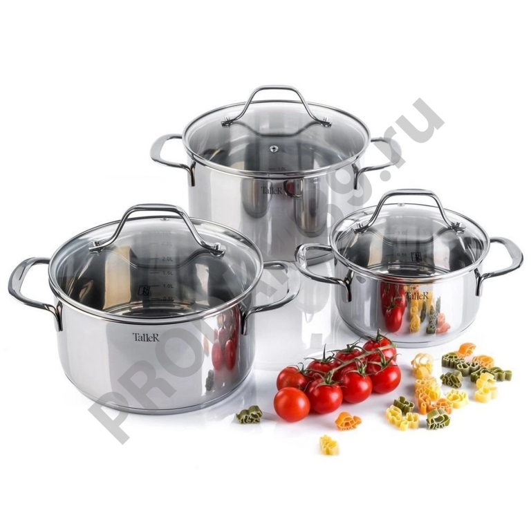 11060-TR Набор посуды TalleR Брилон, 6 пр.Можно использовать в духовом шкафу без крышки