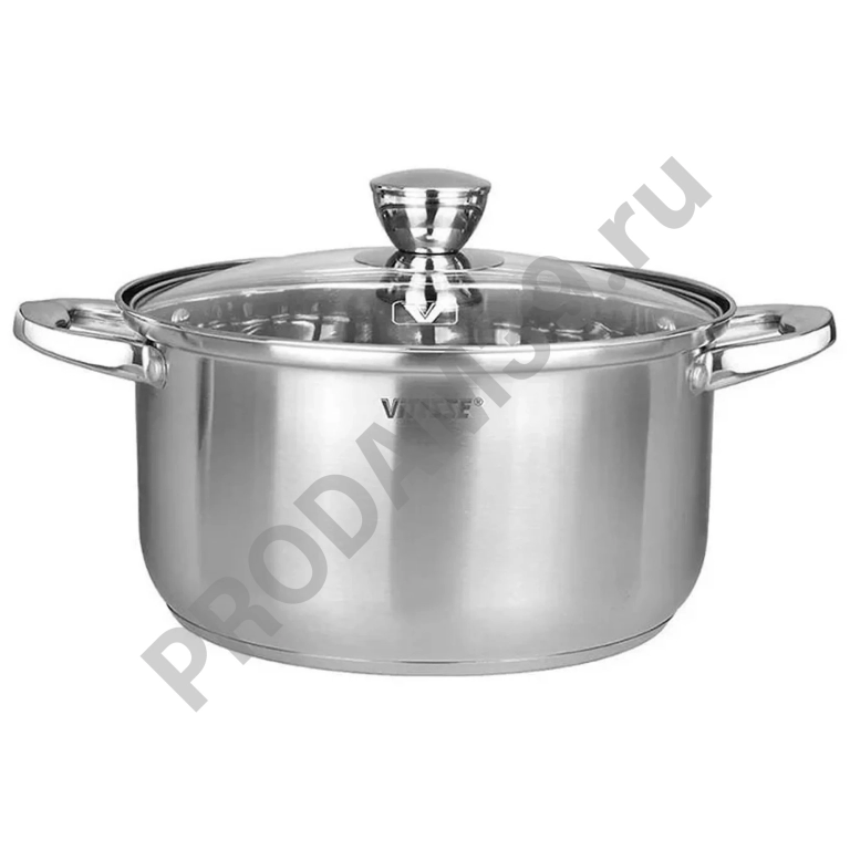 Кастрюля Vitesse VS-2075 обьём 5,9л 24см (серия Angelina) нерж стекло кр (4)