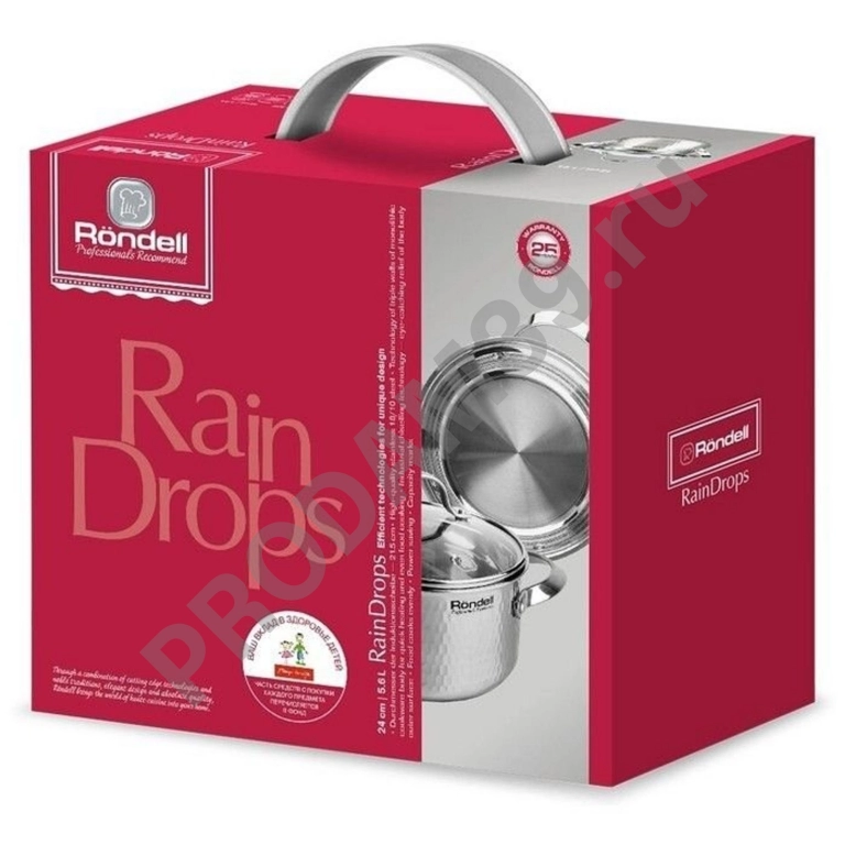 Кастрюля Rondell RainDrops, 3.2 л, стальной