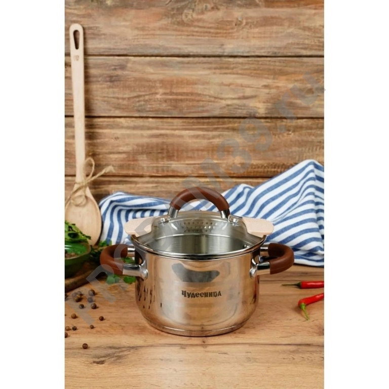 Кастрюля ЧУДЕСНИЦА КС-3509 нерж обьем 3,8л крышка 5-слойное дно толщина стенок 0,5 (6)