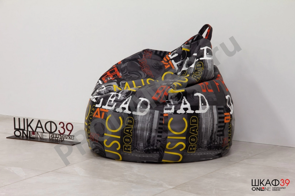 Купер Кресло-мешок XL (Серый граффити, Люкс)
