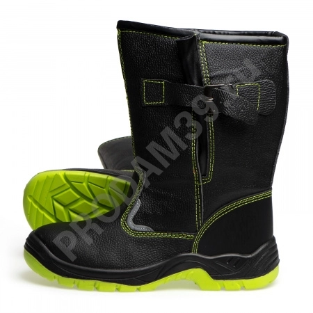 Сапоги рабочие на ПУ/ПУ подошве с металлическим подноском, Лайм