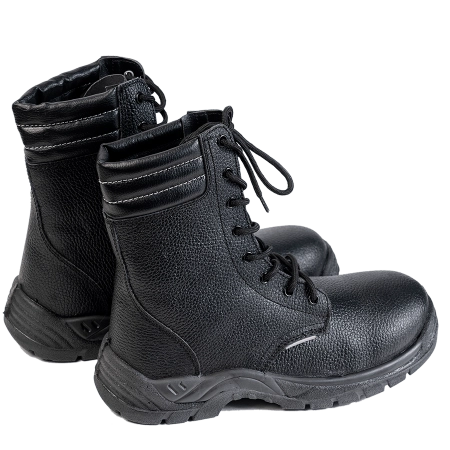 Ботинки с высокими берцами 3219М, кожа, иск. кожа, ПУ, иск.мех, черный