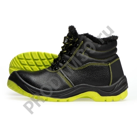 Ботинки утепленные на ПУ/ПУ подошве с металлическим подноском, Лайм
