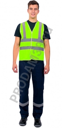 Жилет сигнальный ЖИЛ004, п/э (120 гр), 4СОП, лимон