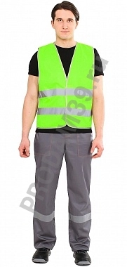 Жилет сигнальный ЖИЛ002, п/э (120 гр), 2СОП, лимон