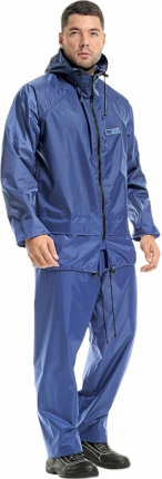 Костюм влагостойкий НЕПТУН (курт/бр), нейлон/ПВХ, капюшон, синий