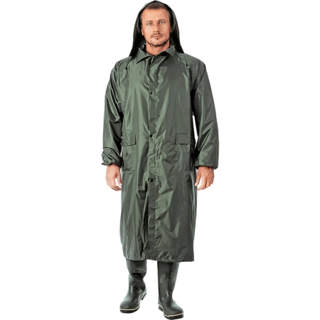 Плащ влагост БАЛТИКА, нейлон/ПВХ, капюшон, зеленый РФ