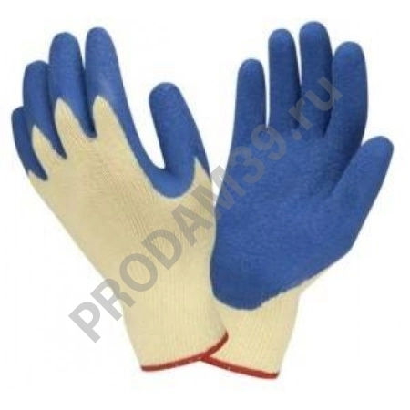 ПЕР 414 Перчатки трикотаж серые с синим рифленым латексом (уп. 120 шт) КИТАЙ