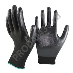 Перчатки нейлоновые с ПУ покрытием, черный, нейлон/ПУ