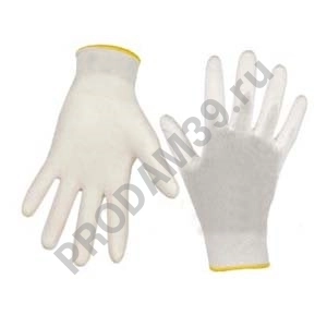 Перчатки нейлоновые с ПУ покрытием, белый, нейлон/ПУ