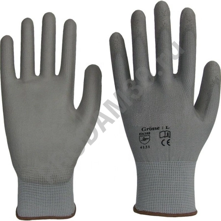 Перчатки нейлоновые с ПУ покрытием, серый, нейлон/ПУ