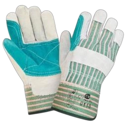 ПЕР 305 Перчатки ДОКЕР, серый/бирюзовый, спилок КРС/ткань х/б, б/подклада