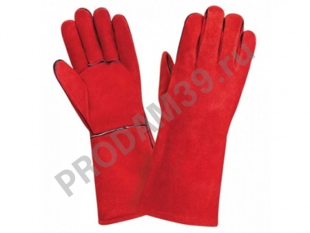 ПЕР 301М Краги Трек утепленные, красные, спилок КРС, подклад иск мех. (уп. 60 шт)