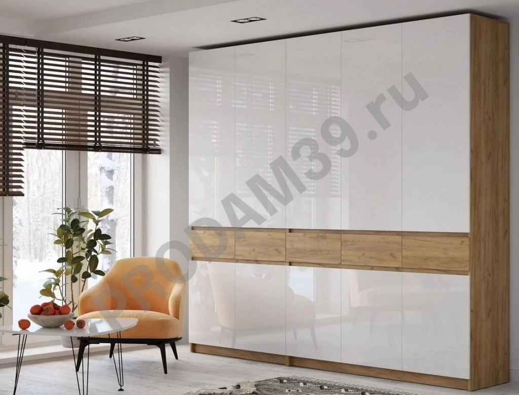 Распашной шкаф Бостон (белый глянец)