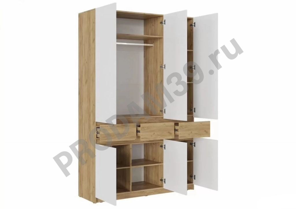 Шкаф Бостон 3 (белый глянец)