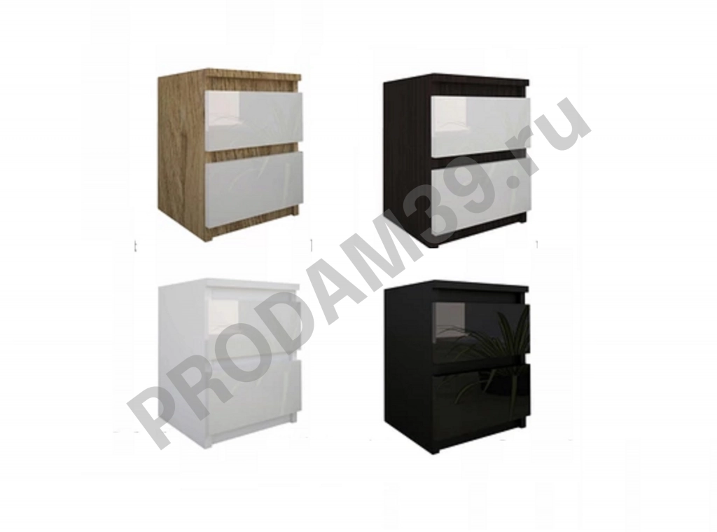 Тумбочка прикроватная без ручек с глянцевыми фасадами