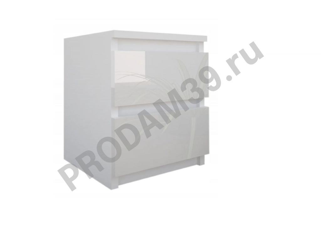 Тумбочка прикроватная без ручек с глянцевыми фасадами