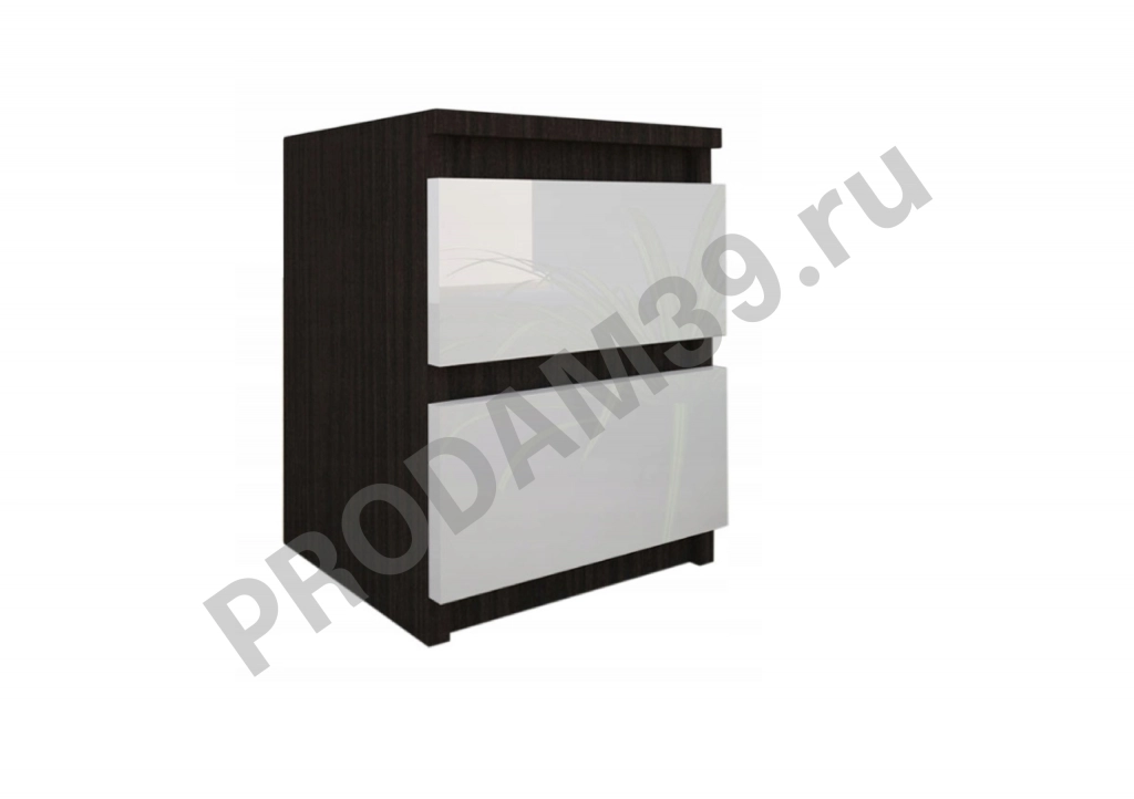 Тумбочка прикроватная без ручек с глянцевыми фасадами