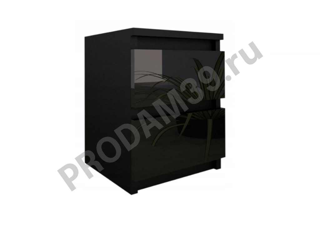 Тумбочка прикроватная без ручек с глянцевыми фасадами