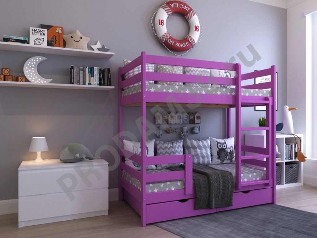 Двухъярусная кровать из натурального дерева Эко-12