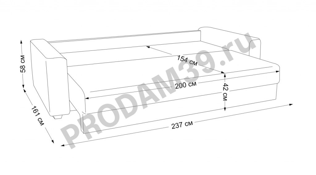 Диван-кровать Джордан, габариты спального места 200*154