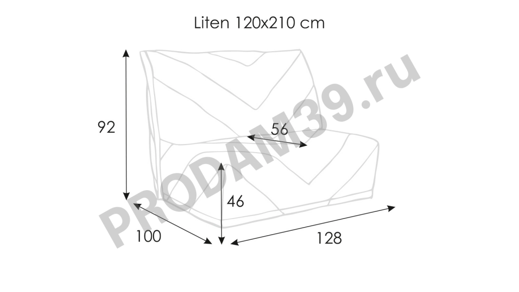 Диван-кровать Литен, габариты спального места 210*120