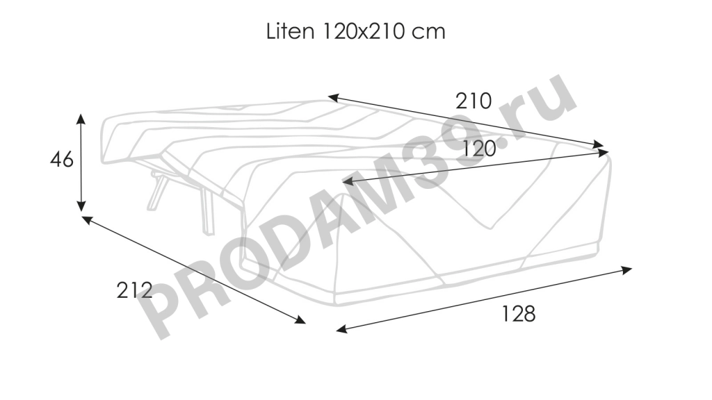 Диван-кровать Литен, габариты спального места 210*120