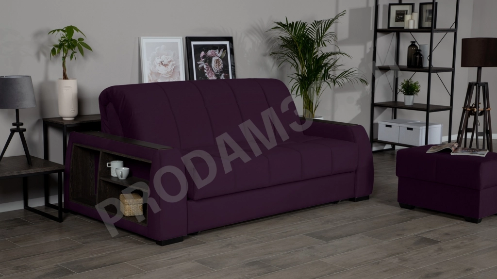 Диван-кровать Домо Про прямой (подлокотник 25 см с полками), габариты спального места 216*140*46