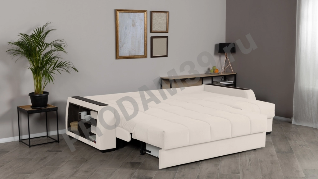 Диван-кровать Домо Про угловой (подлокотник 25 см с полками), габариты спального места 216*140*46