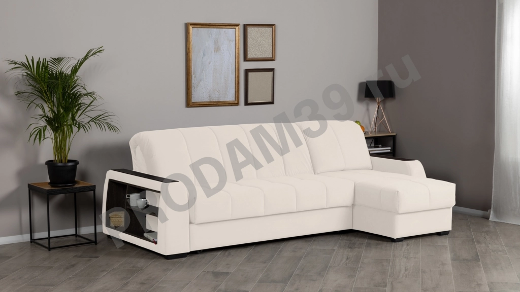 Диван-кровать Домо Про угловой (подлокотник 25 см с полками), габариты спального места 216*140*46