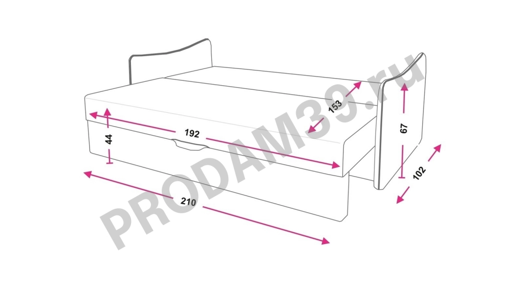 Прямой диван Franco, габариты спального места 192*153